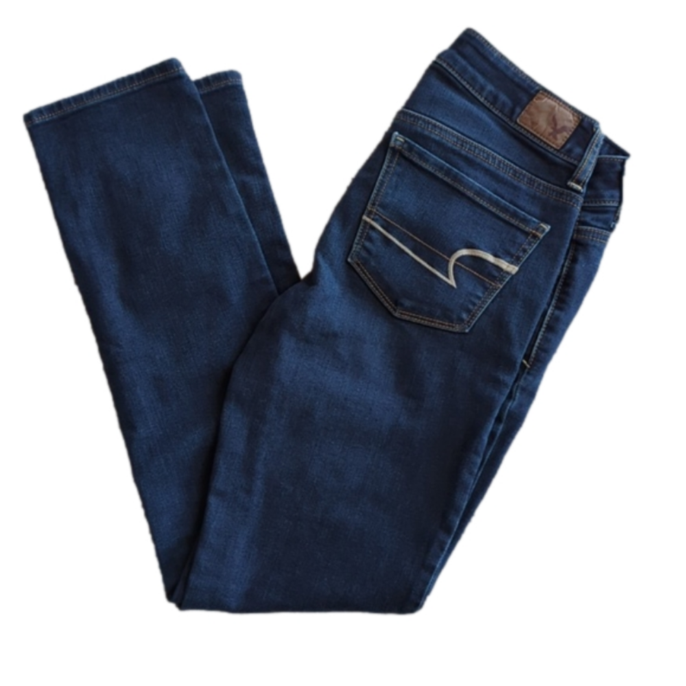 American Eagle Dark Wash Lower Rise Skinny Blue Jean Size 0 Waist 27 Inches